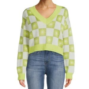 Madden NYC Juniors V-Neck Jacquard Sweater, Midweight